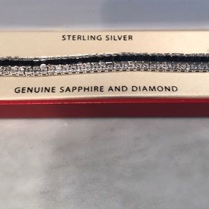 Sapphire and diamond sterling silver bracelet